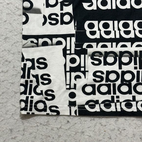 Adidas Boy's Large (14/16) Black White Logo Short Sleeve Athletic T Shirt - Picture 14 of 15